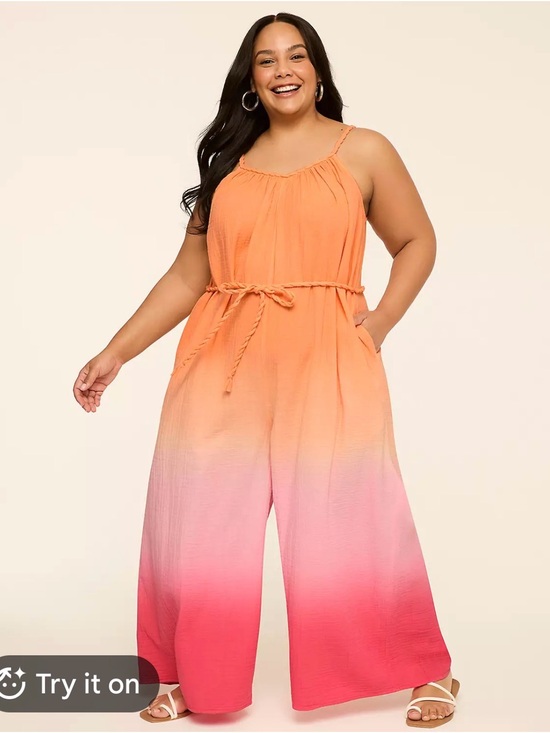 Lane Bryant Pants - Lane Bryant Orange to Pink Ombre Wide-Leg Jumpsuit